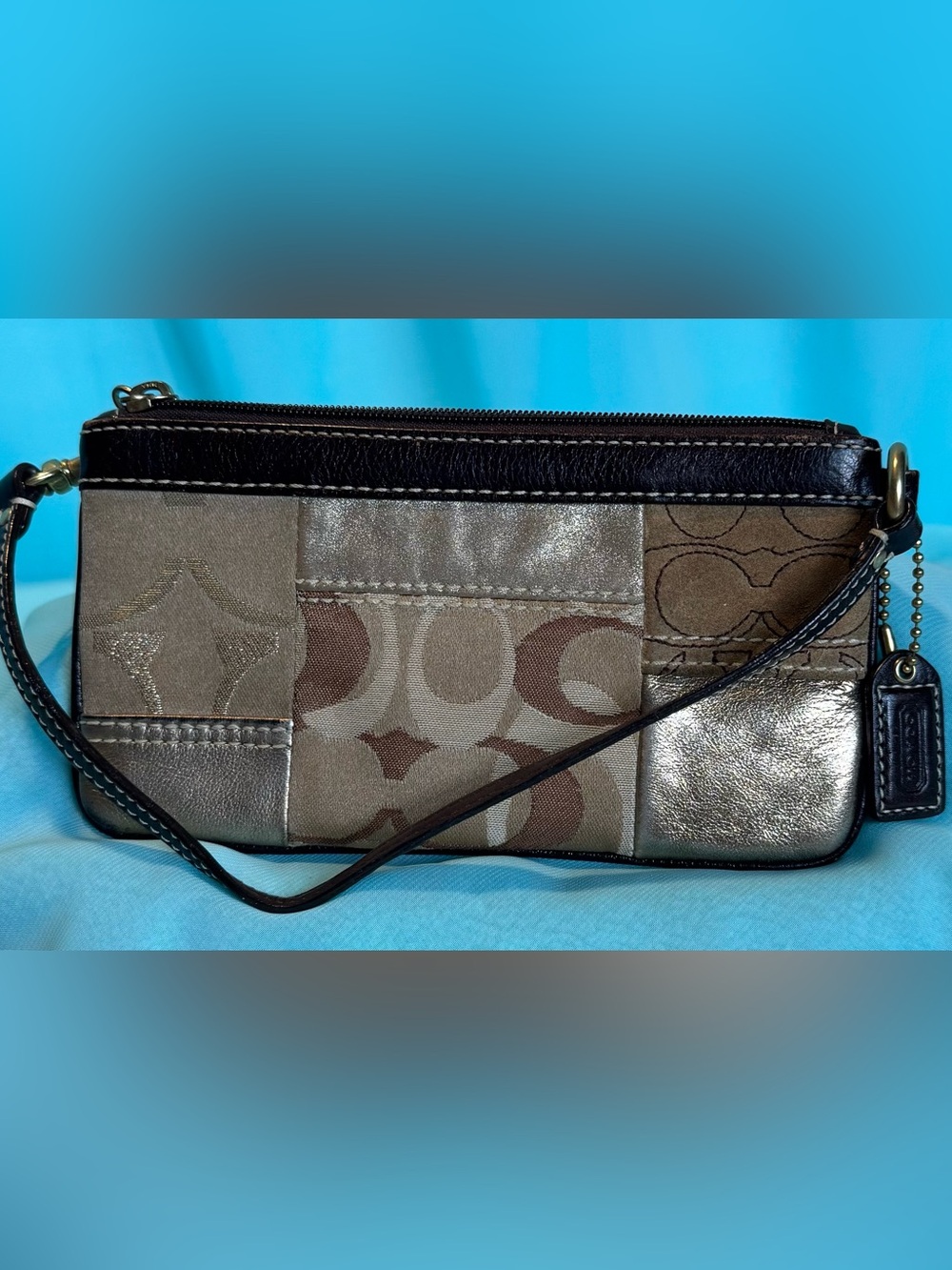 Y2K Coach Limited Edition Patchwork, Monogram, and Suede Wristlet